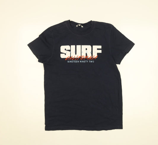 Additional front view of Review for Teens Blue Surf California 1992 Graphic Cotton T-Shirt L