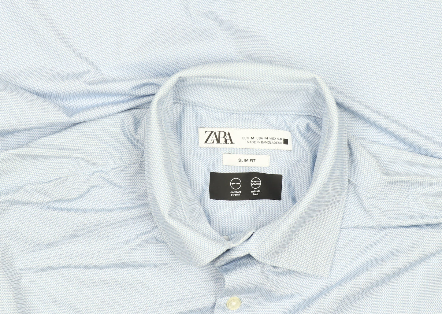ZARA Men's Blue Slim Fit Long Sleeve Dress Shirt - Size M