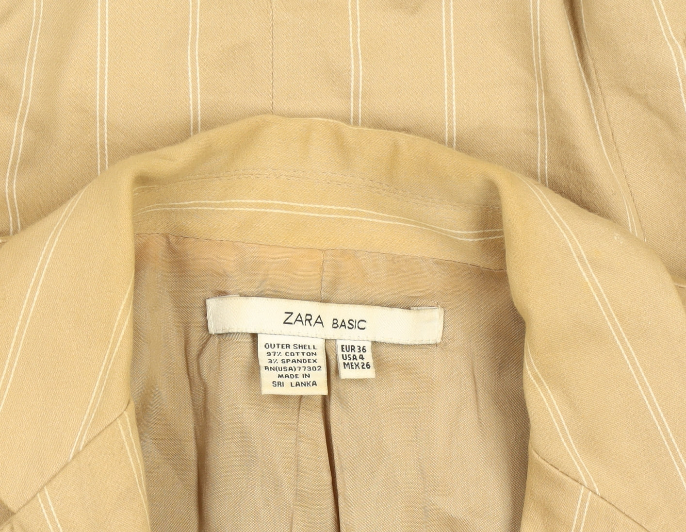 Womens UK Size 8 Zara Beige Basic Jacket
