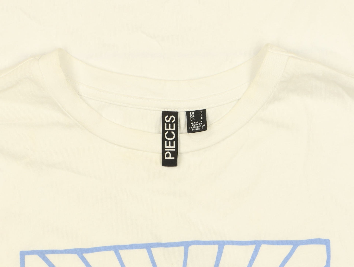 Womens UK Size S Pieces White Basic T-Shirt