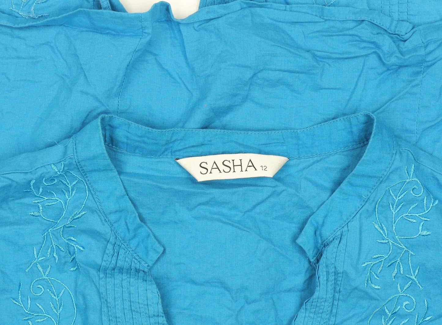 Womens UK Size 12 Sasha Blue Tunic Blouse