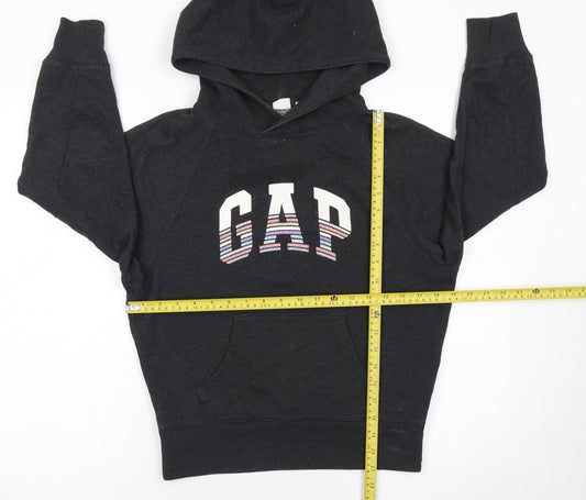 GAP Womens Black XS Pullover Hoodie Cotton Blend Logo Jumper