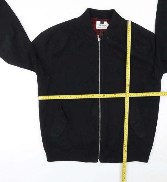 Mens UK Size XL Topman Black Bomber Jacket