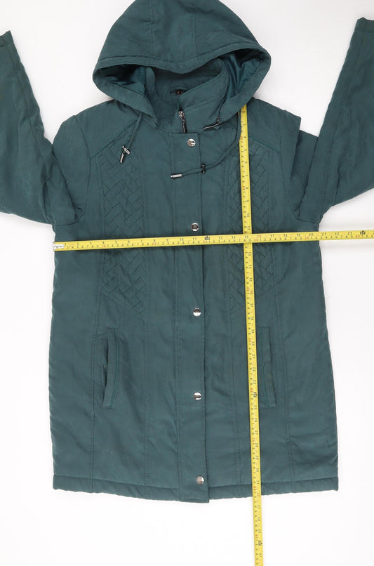 Klass Women’s Green Hooded Mid-Length Parka Coat Size M