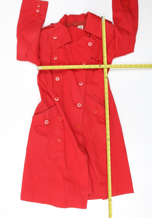 Womens UK Size 6 Hanae Mori Red Trench Coat