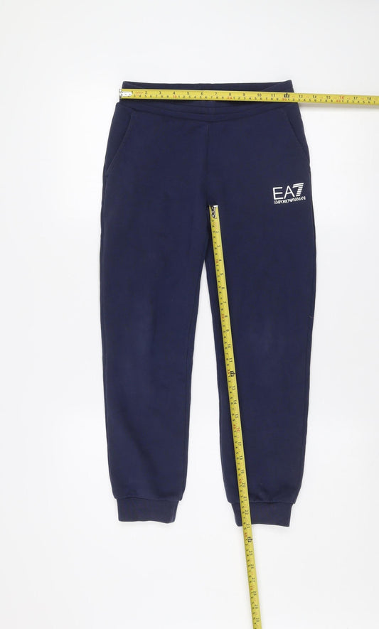 Emporio Armani Boys Blue EA7 Jogger Trousers 10 Years Cotton Blend