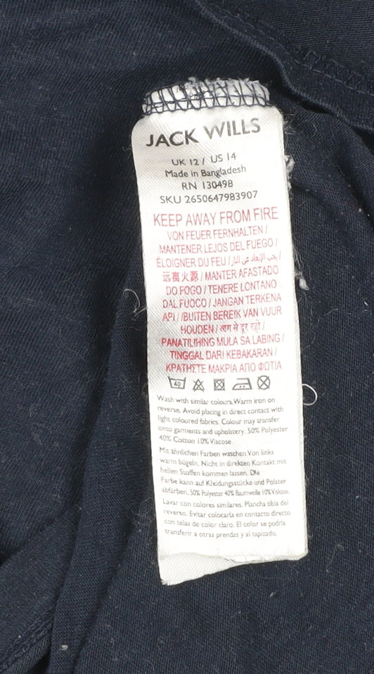 Jack Wills Womens Blue Short Sleeve Basic Cotton T-Shirt Size 12