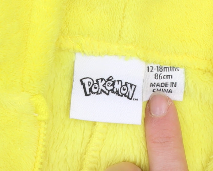 Pokémon Pikachu Yellow Fleece Baby One Piece 12-18 Months Hooded Pyjama