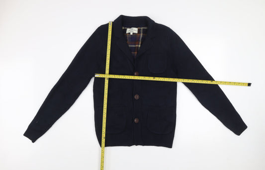 Next Men’s Blue Cotton Chunky Knit Collared Cardigan Size S