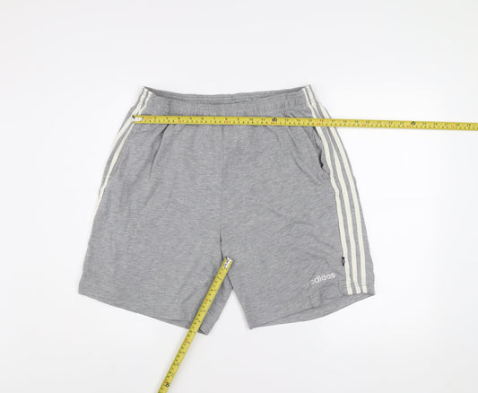Adidas Mens Grey Athletic Shorts L Stretch Lightweight Activewear