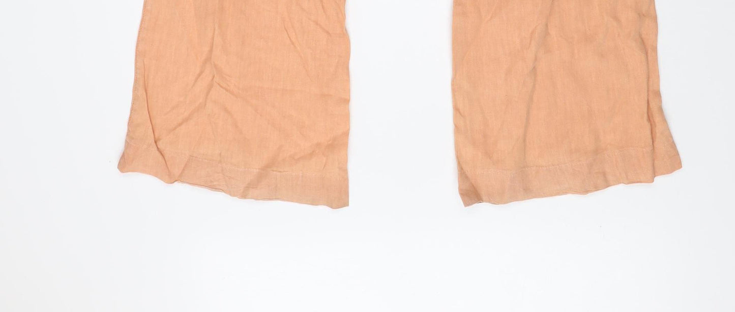 Guess Women's Beige Linen Cargo Trousers Size M Regular Fit