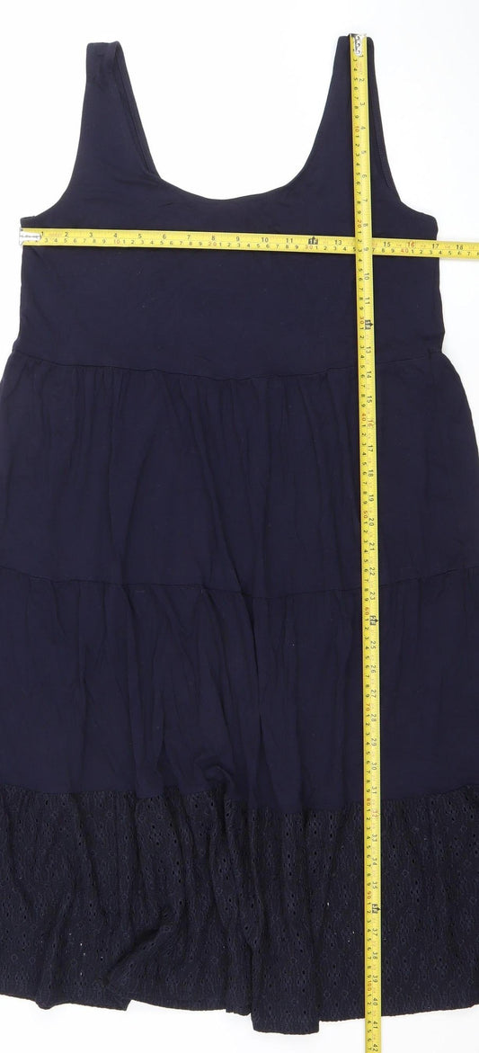 F&F Women’s Blue Sleeveless A-Line Tiered Summer Dress Size 14