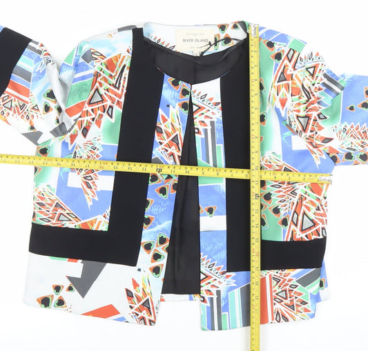 River Island Women's Multicoloured Geometric Blazer Size 14 Polyester