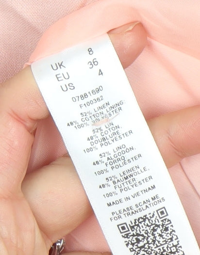 ASOS Women Pink Linen Blend Blazer UK 8 Single Breasted Jacket