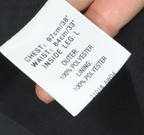 1860 Menswear Black Regular Fit Formal Dress Trousers Size 33R