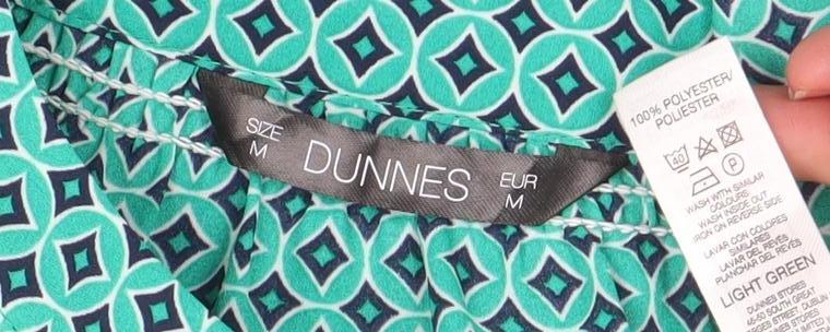 Dunnes Womens Green Geometric Long Sleeve Polyester Blouse Size M