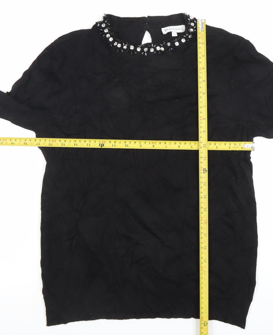 Womens UK Size 14 Warehouse Black Basic Blouse