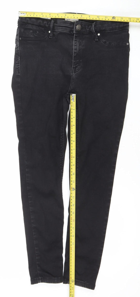 River Island Women Black Skinny Jeans Size 12 Stretch Denim