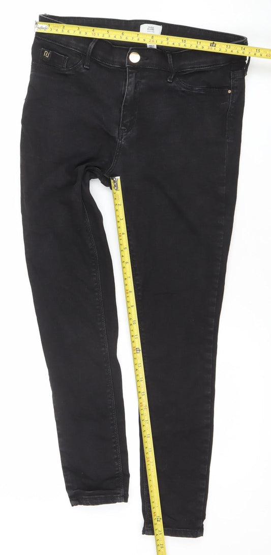 River Island Petite Black Skinny Jeans Size 12 Stretch Cotton Blend