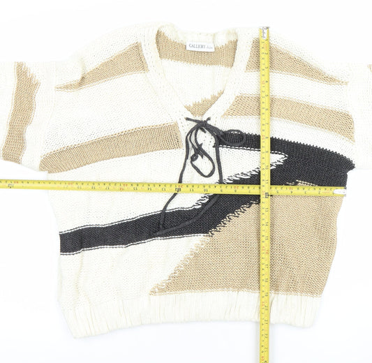 Gallery Womens Multicoloured V-Neck Knit Pullover Jumper Size L