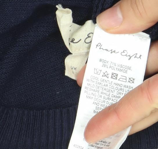 Phase Eight Women's Blue Knit Short Sleeve Crew Neck Top M