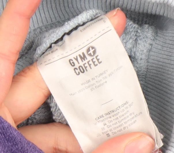 Womens UK Size S Gym+Coffee Blue Full Zip Hoodie