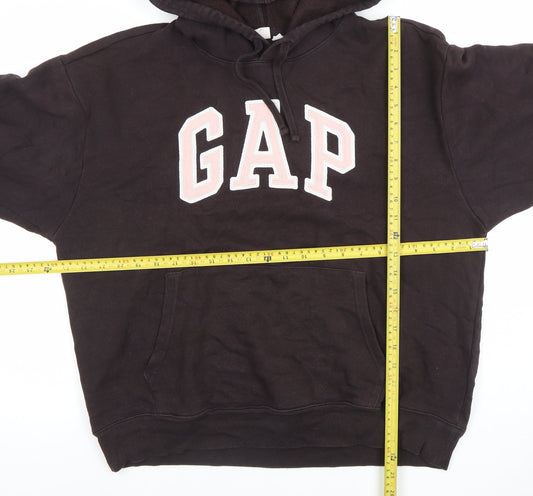 GAP Womens Black L Pullover Hoodie Cotton Logo Casual Sweatshirt
