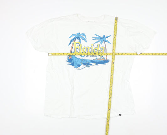 Quiksilver Men's White XL Florida Graphic Regular Fit T-Shirt