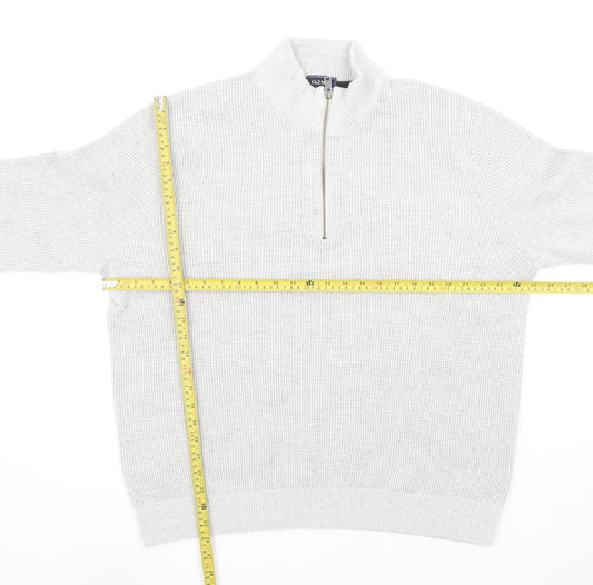 Gazman Men’s Grey Cotton Half Zip Waffle Knit Jumper XL