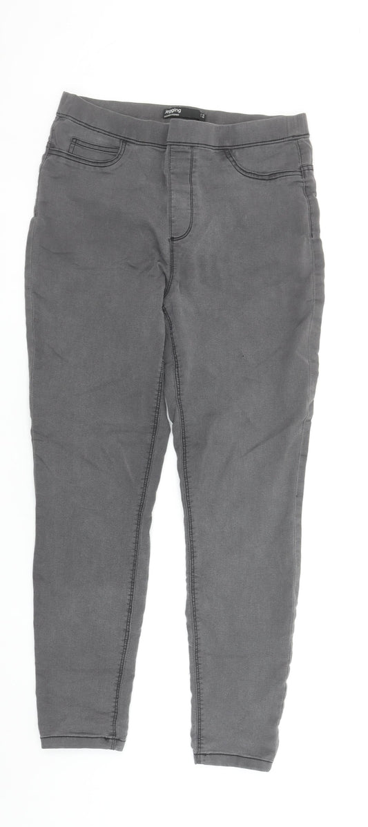 Additional front view of Dunnes women’s grey, size UK 12, jegging stretch slim jeans