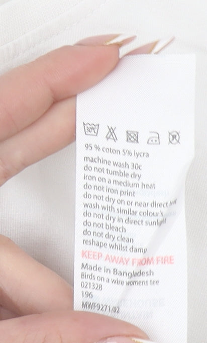 Mountain Warehouse Women’s White Bird Print Cotton T-Shirt Size 12