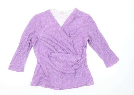 Womens UK Size 14 Kaliko Purple Wrap Blouse