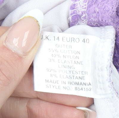Womens UK Size 14 Kaliko Purple Wrap Blouse