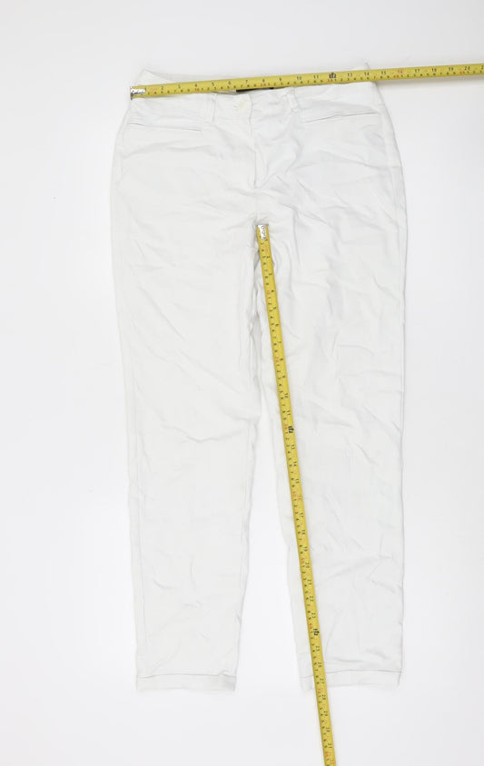 Gardeur Women White Stretch Cotton Straight Leg Trousers Size 8