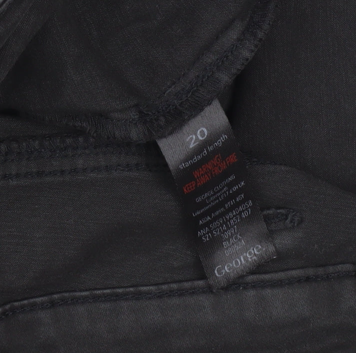 George Women's Black Cargo Trousers Size 20 Cotton Stretch