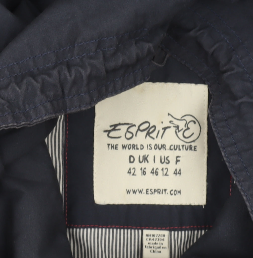 Esprit Women’s Blue Hooded Cotton Parka Coat Size 16