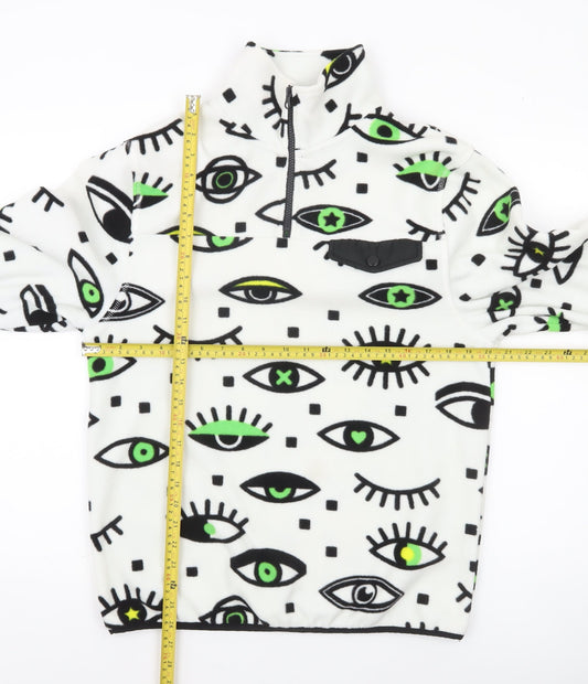 Mens UK Size S Neon Riot White 1/2 Zip Sweatshirt