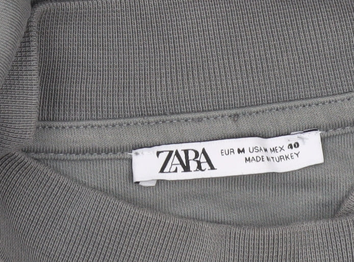 Zara Men's Grey Cotton Blend Crew Neck Sweatshirt Size M