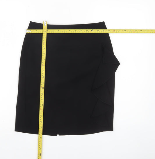 Dorothy Perkins Women’s Black Size 8 Pencil Skirt Ruffle Detail Workwear