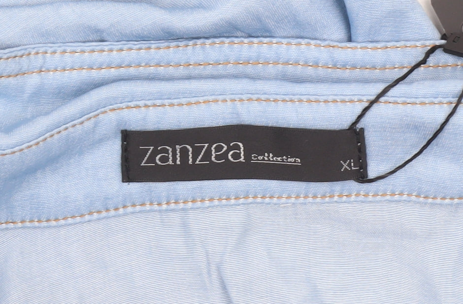 Womens UK Size XL Zanzea Blue Basic Button-Up