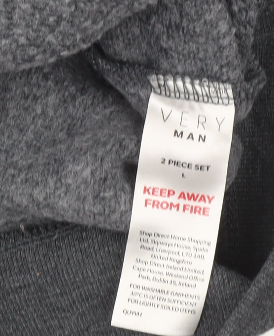 Very Man Men’s Grey Crew Neck Pullover Sweatshirt L Fleece Cotton Blend