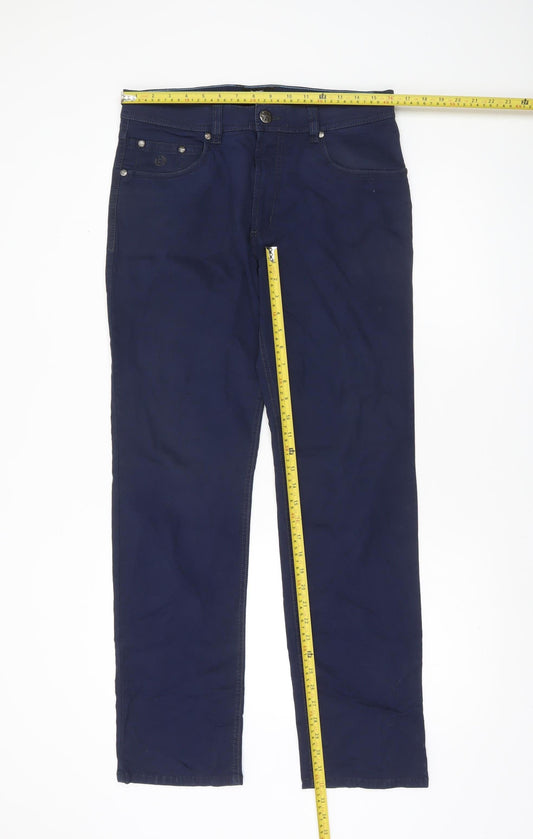 Bugatti Men's Blue Regular Fit Nevada Chino Trousers 36W 32L
