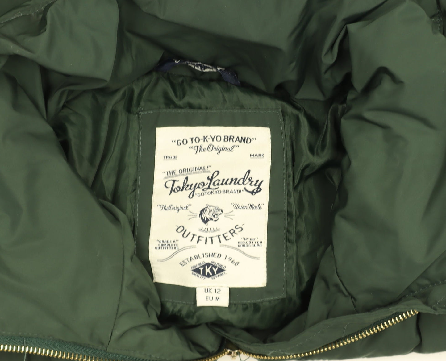 Womens UK Size 12 Tokyo Laundry Green Puffer Jacket