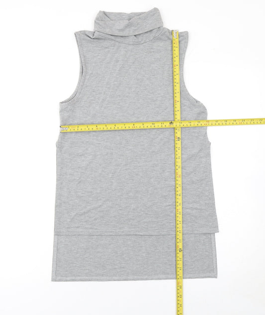 PrettyLittleThing Womens Grey Sleeveless Roll Neck Tank Top UK 10
