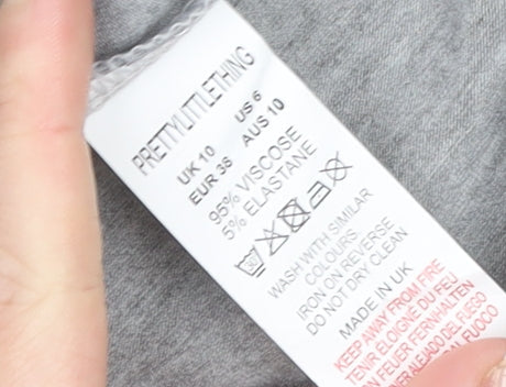 PrettyLittleThing Womens Grey Sleeveless Roll Neck Tank Top UK 10