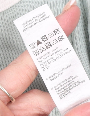 F&F Women's Green Cropped Long Sleeve Brooklyn T-Shirt UK 12