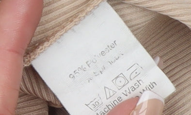 SHEIN Womens Beige Cropped Mock Neck Sleeveless Tank Top S