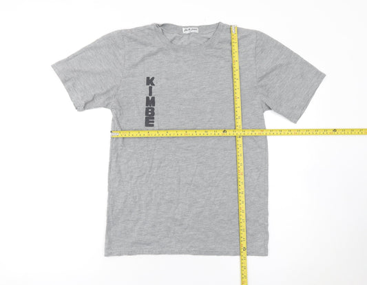 jin & juan Men's Grey Graphic Print Crew Neck T-Shirt Size L