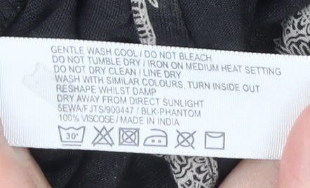 FatFace Women Black Elephant Print V-Neck Short Sleeve T-Shirt Size 8