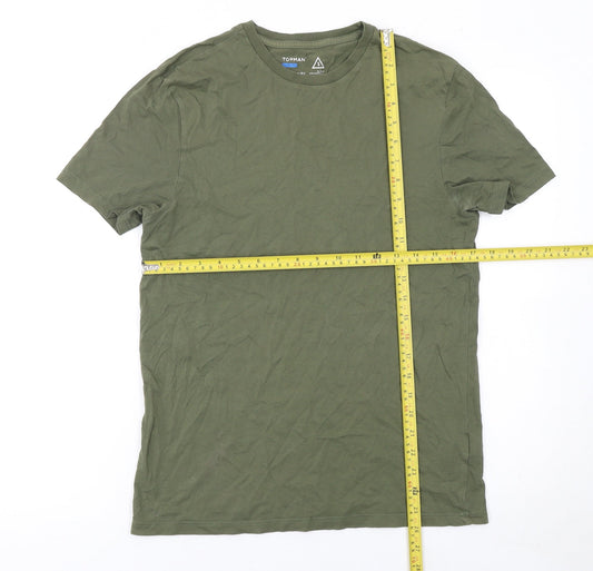 Topman Men's Green Slim Fit Crew Neck Cotton T-Shirt Size S